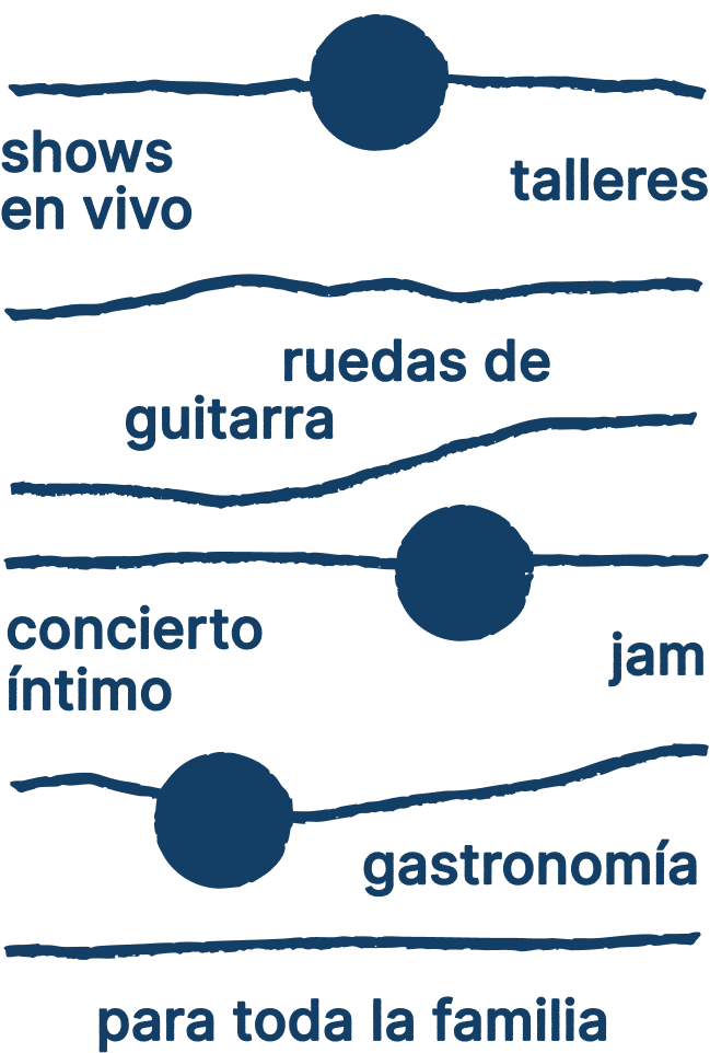 Activities - conciertos en vivo, talleres, ruedas de guitarra, experiencia íntima, gastronomía, para toda la familia